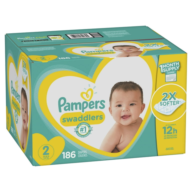 Pampers Diapers, Size 2, 186 count, Pampers Swaddlers Size 