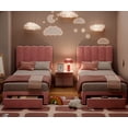 thumbnail image 3 of Yiwa Twin Velvet Upholstered Bed Frame for Girls, Pink Platform Bed with Headboard, Storage Drawer, Wooden Slat Support and Quiet Construction, 3 of 7