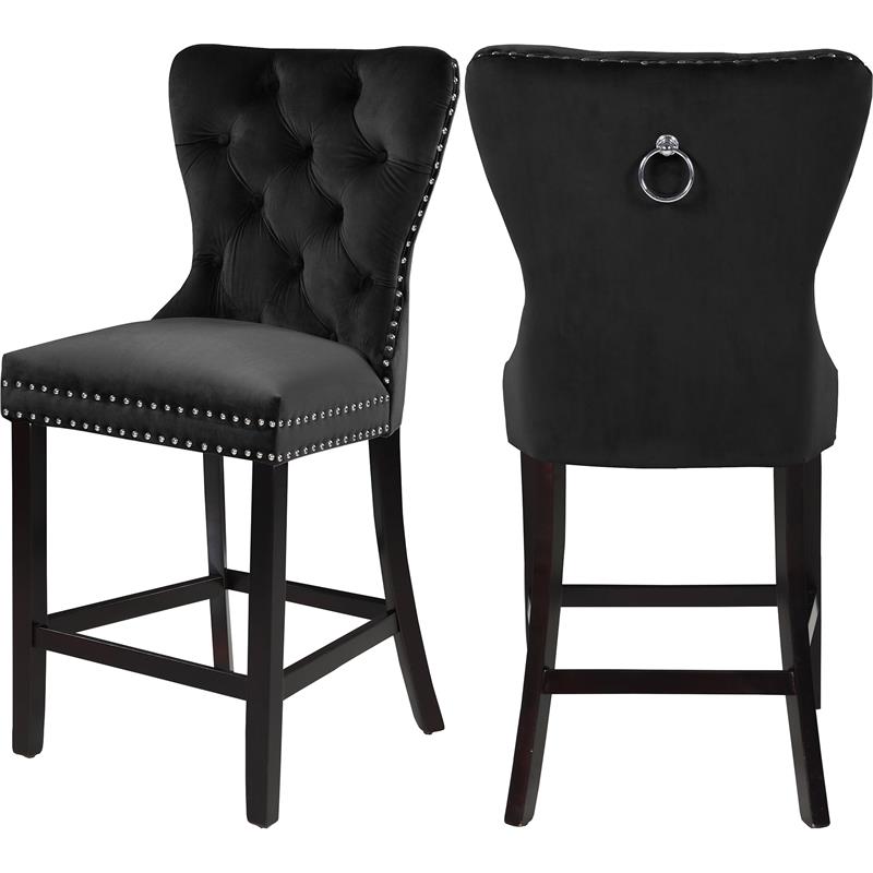Nikki Black Velvet Stool, Set of 2ColorBlack Velvet,Style