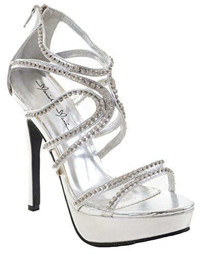jeweled silver heels