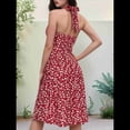 thumbnail image 4 of Robe d'Été Sans Manches Portefeuille à Col en V à Fleurs pour Femme Mini Robe Bordeaux m, 4 of 5