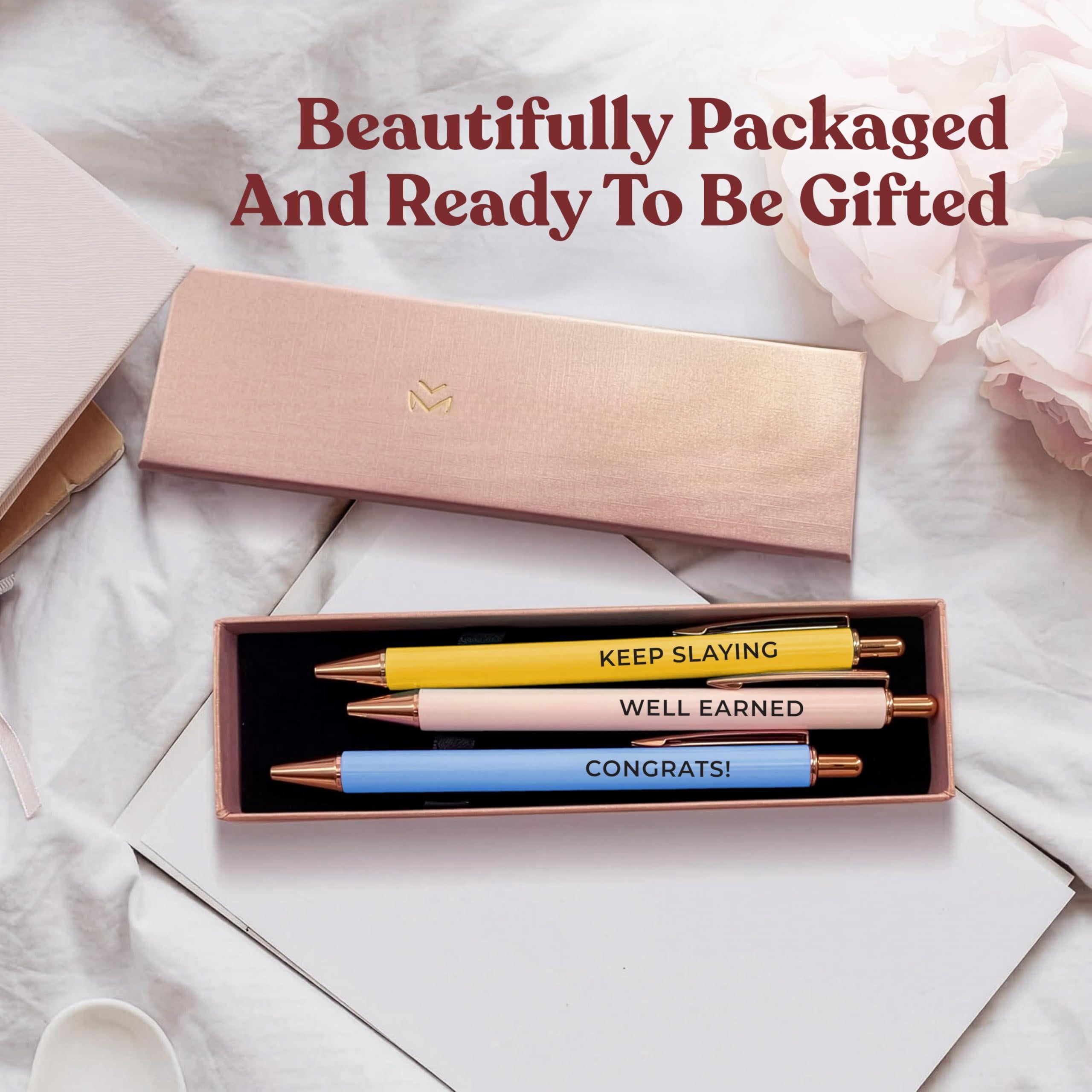 3pcs High End Luxury Congratulations Gifts For Women  Job Thank You Gift Teacher Employees Coworkers Mentors & Managers German-ink 1mm Swiss-tip Pen.