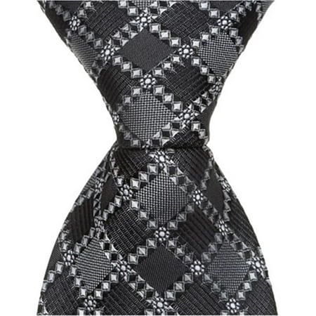 

Matching Tie Guy 2708 S6 - 11 in. Zipper Necktie - Grey With Black Squares- 24 Month to 4T