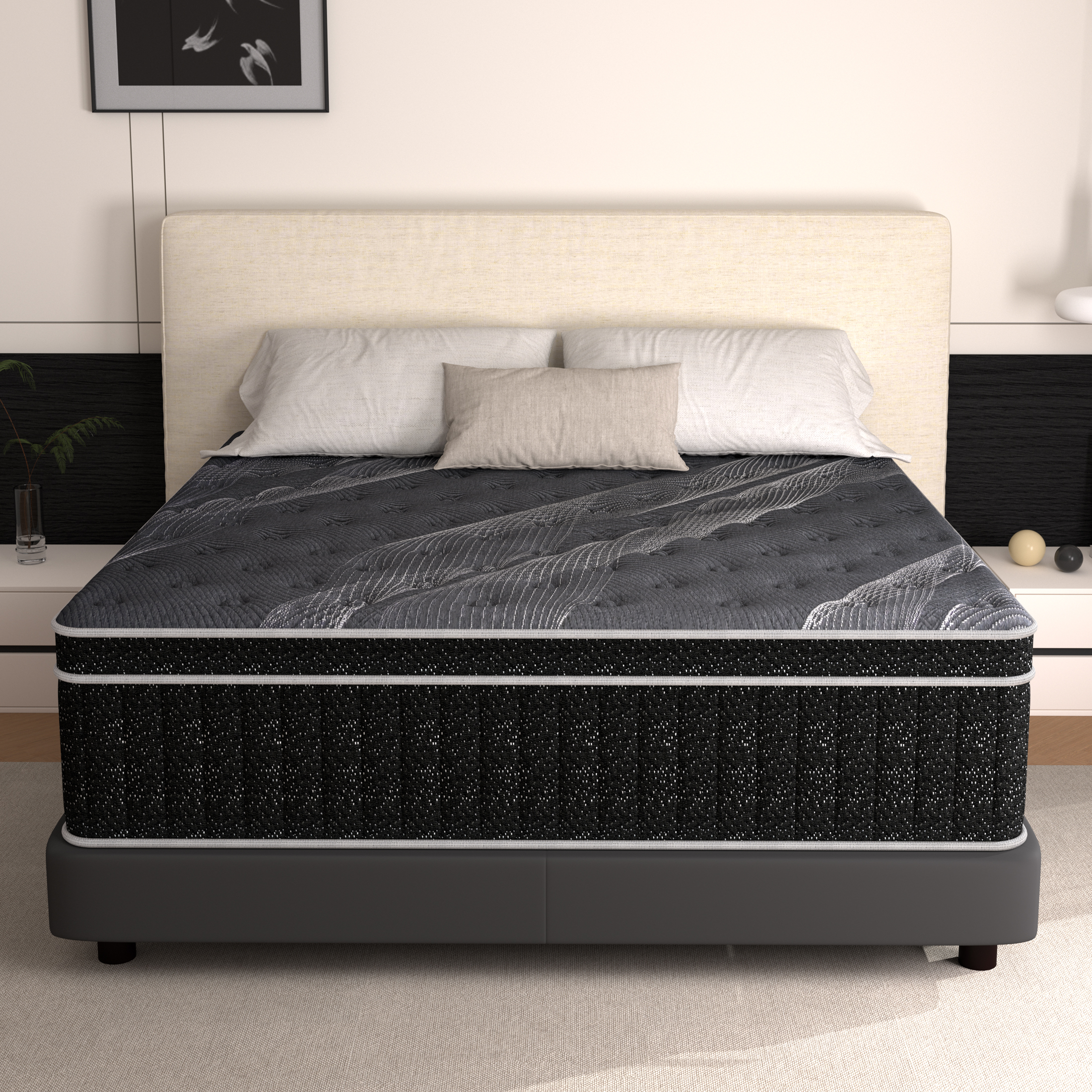 Doudter 12 Inch Queen Mattresses, Memory Foam Hybrid Mattress in a Box with Individual Pocket Spring, Pressure Relief & Motion Isolation & CertiPUR-US