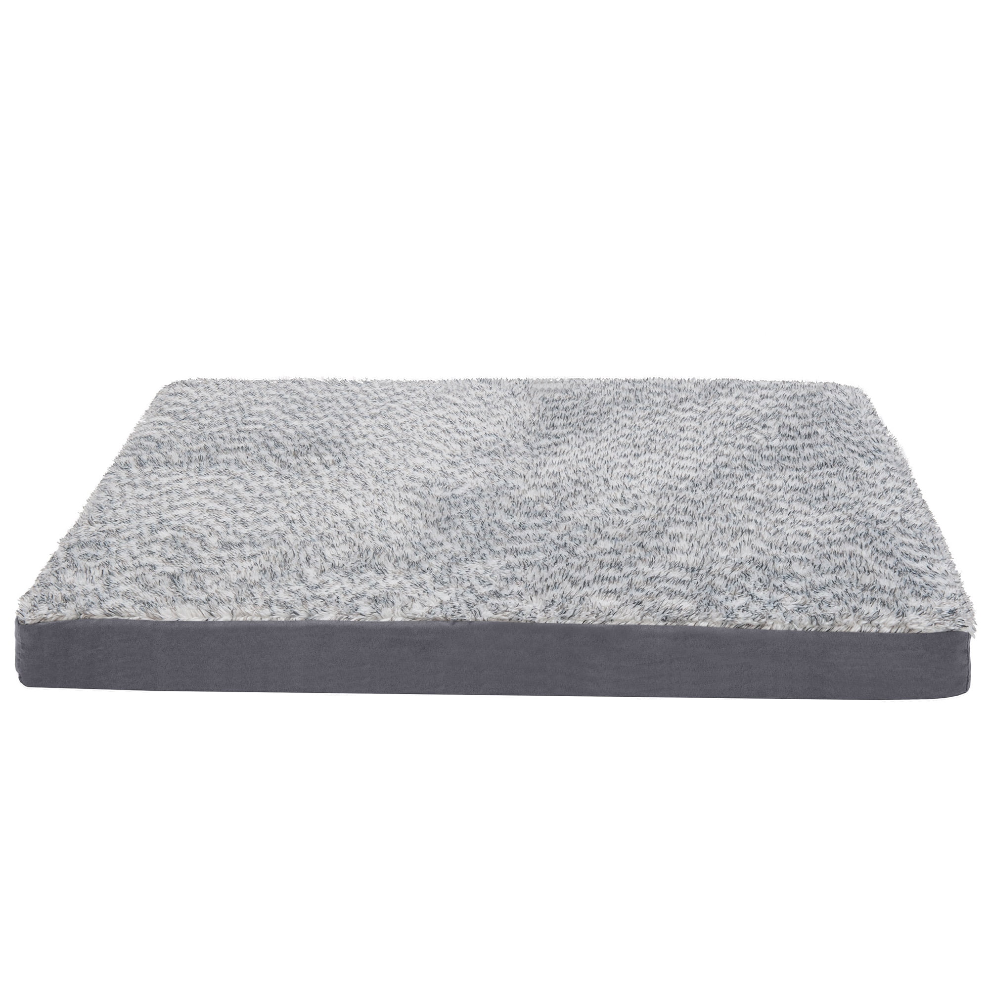 FurHaven Pet Products Two-Tone Faux Fur & Suede Deluxe Orthopedic Pet Bed for Dogs & Cats - Stone Gray, Large