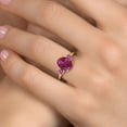 thumbnail image 4 of Gem Stone King 18K Yellow Gold Plated Silver Ring Oval Red Created Ruby and Vivid Pink Moissanite (3.46 Cttw, Size 5), 4 of 6