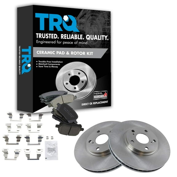 TRQ Front Brake Pad & Rotor Kit Brake Pads Brake Rotor Ceramic Fits Select 1999-2001 Lexus RX300