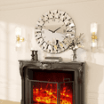 thumbnail image 4 of LUVODI 32 Inch Decor Mirror Wall Clock Beveled Glass Edge Wall Mirror with Clock for Living Room Bedroom Fireplaces, 4 of 9