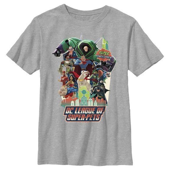 Boy's DC League of Super-Pets Character Collage Super Pack  Graphic Tee Athletic Heather Medium