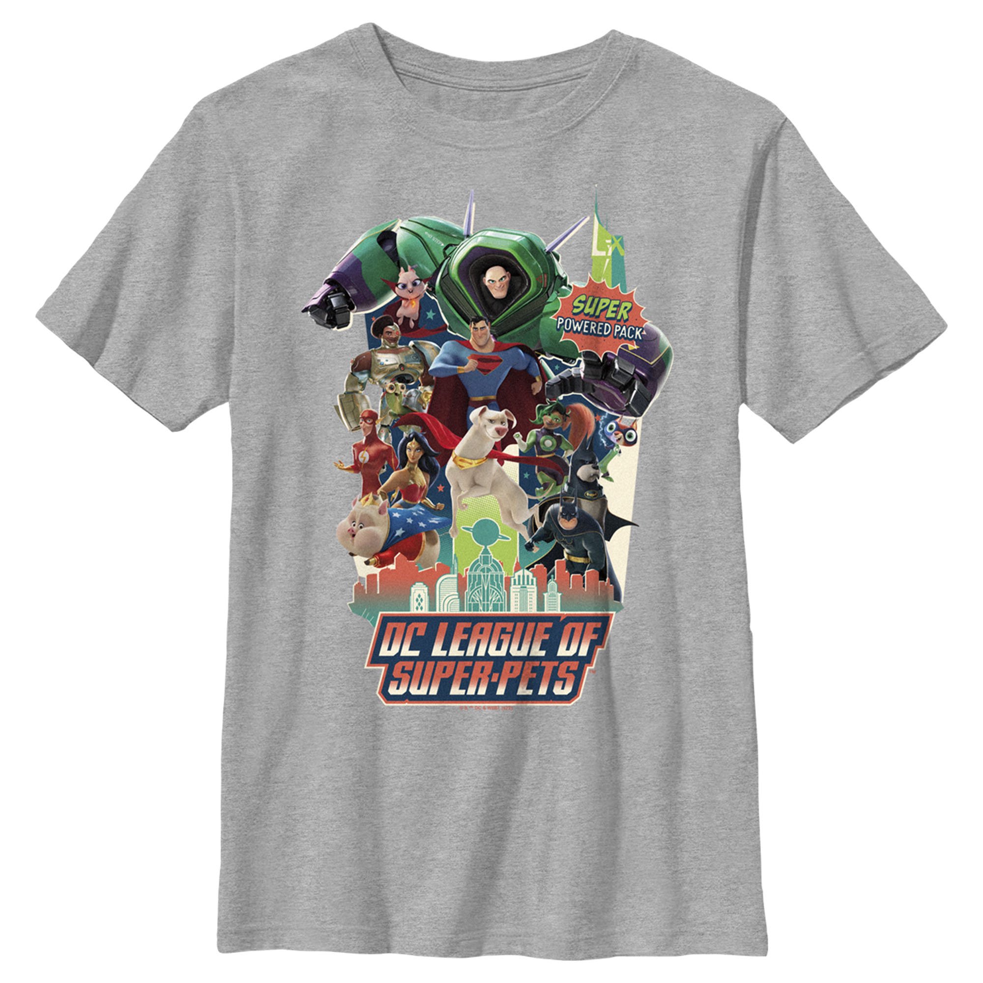 Boy's DC League of Super-Pets Character Collage Super Pack Graphic Tee Athletic Heather Medium