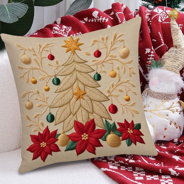 pstuiky Funda de cojín navideña, decoración para sofá, cojín de lino, funda de cojín para el hogar.