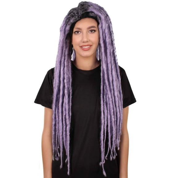 HPO Adult Women's Long Dreadlocks Light Purple Colour Wigs, Best for Halloween & Cosplay, Synthetic Fiber