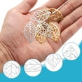 thumbnail image 3 of Uxcell 200Pcs Adornos de Hoja Hueca Plateada, Pendientes de Metal para Manualidades DIY para Horquillas, 3 of 6