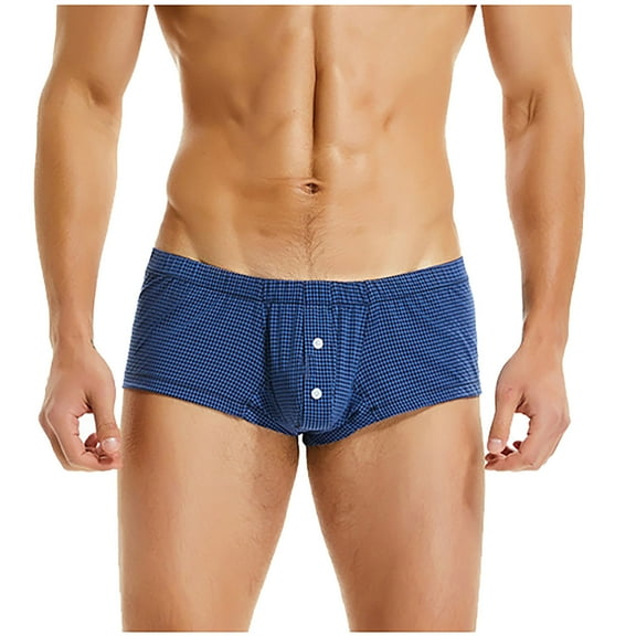 Mens Underwear Men Casual Plaid Boxer Briefs Breathable Low Waist Narrow Side Pants Underwear Pants