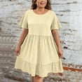 thumbnail image 4 of OSFVNOXV Womens Plus Size Dresses ,L-5XL Petite Casual Mini Dress with Short Sleeves,Summer 2025 Loose Fit Sundress for Beach Vacation Wedding, 4 of 8