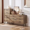thumbnail image 6 of PORKISS 5 Drawer Dresser, Spacious Chest of Drawers, Vertical Dresser, Vintage Dresser Organizer Storage Cabinet for Bedroom, Closet, Hallway, Rustic Walnut, 6 of 13