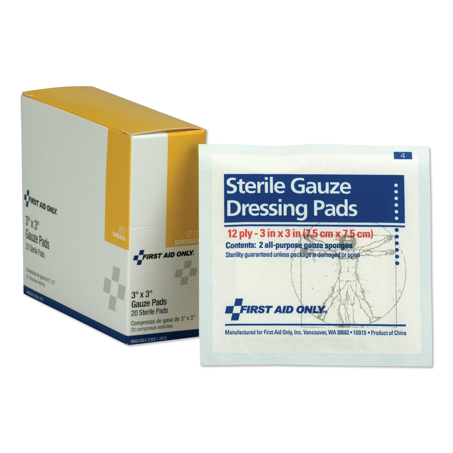 First Aid Only I-211 Gauze Dressing Pads, 3 x 3, 10/Box - image 2 of 2