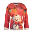 thumbnail image 5 of Women's Fashion Christmas Snowman Printed Long Sleeve Knitted Cardigan, Button Down Jacket for Cozy Holiday Seasonal Sweater Outerwear,Hot Pink,L, 5 of 5