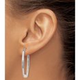 thumbnail image 4 of 14K White Gold Polished 2.25mm Rectangle Hoop Earrings (33 X 14.5) Made In Turkey th291, 4 of 6