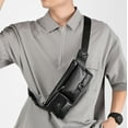 thumbnail image 2 of Neorosiri Men's Crossbody Chest Bag - Multi Pocket Leather Waist Bag for Outdoor Travel - Fits Mobile Phones, Keys & Essentials, 2 of 6