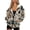 Aztec Tribal Cow Skin, variant on Dragonfly Mushroom Daisy Floral Print Women Zip Up Hoodies Oversized Long Sleeve Sweatshirts Pullover Hooded Jacket Y2K Hoodie with Pocket Fall Winter Outfits, Size S
