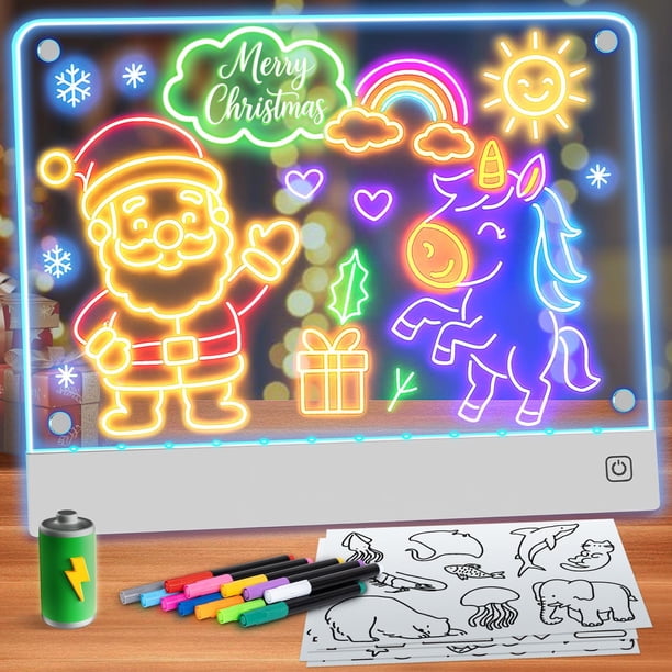Pizarra de Dibujo LED Recargable YONHAN con 7 Colores y 4 Imanes