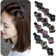 thumbnail image 1 of 4 Pack – Double Retro Layer Twist Plait Clip Hair Flocking Texture Braided Hair Clips, Hair Clips For Styling(Mix01), 1 of 5