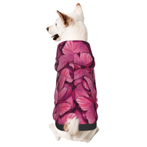 Fotbe Pink Butterfly Sudadera con Estampado para Perros Pequeños – Suéter con Capucha para Mascotas, Tela Suave de Forro Polar con Bolsillo-Small