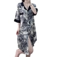 thumbnail image 5 of Camisones de estilo chino para mujer, falda de noche de seda satinada con pintura de tinta, camisa de arte clásico para el hogar, falda de dormir informal, camisones de verano, 5 of 5
