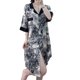 thumbnail image 5 of Camisones de estilo chino para mujer, falda de noche de seda satinada con pintura de tinta, camisa de arte clásico para el hogar, falda de dormir informal, camisones de verano, 5 of 5