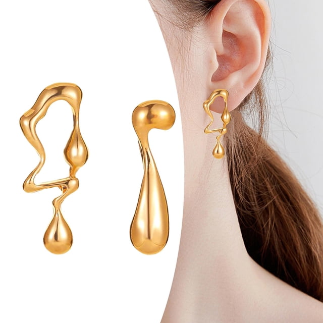 Pendientes de , aros de lágrima, pendientes de estilo llamativo, pendientes colgantes, pendientes irregulares, joyería para vacaciones de Oro