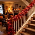 thumbnail image 6 of Red Artificial Maple Leaf Garland,Fall Foliage Autumn Vine Decor for Front Door Fireplace Thankgiving Decoration, 6 of 8