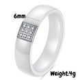 thumbnail image 2 of PAMTIER Unisex Ceramic 6mm Personality Classic Square Simple Rhinestones Crystal Inlay Couple Ring Matching Set Wedding Band White Size 6, 2 of 4