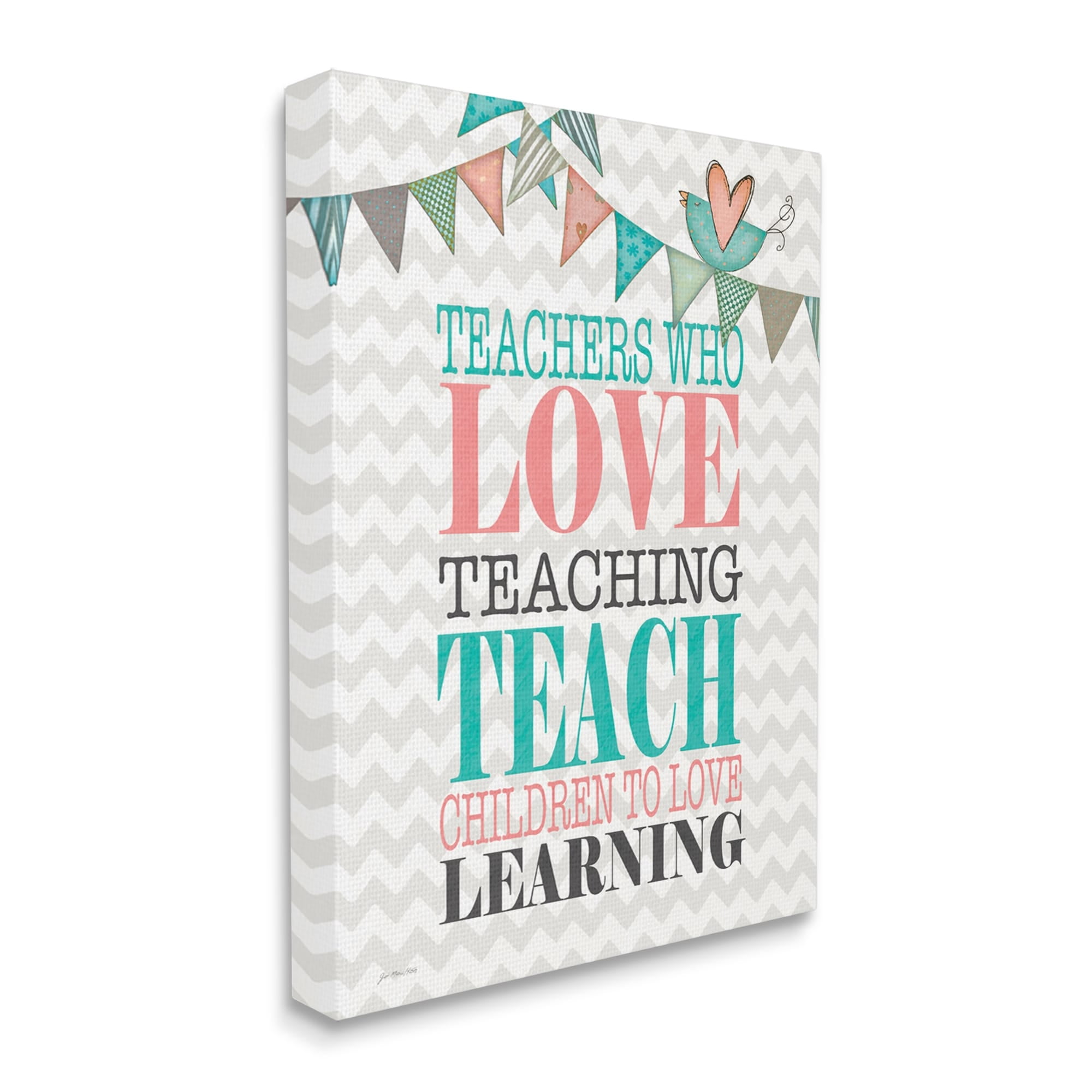 Stupell Teach Children To Love Learning Phrase Inspirational Painting Gallery Wrapped Canvas Print Wall Art