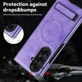 thumbnail image 5 of Magnetic for Samsung Galaxy Z Fold 7 PU Leather Case, Compatible with Magsafe, Built-in Invisible Stand, Premium Ultra Slim Adjustable Kickstand Protective Phone Case for Galaxy Z Fold 7, Purple, 5 of 9