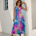 thumbnail image 3 of Maxi Dress Watercolor Tie Dye Dress Psychedelic Sexy V Neck Design Boho Beach Long Dresses Street Wear Big Size Vestido, 3 of 7