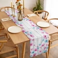 thumbnail image 3 of Blue Pink Flowers Table Runner 70 Inches Long Farmhouse Dress Scarves, Spring Garden Floral Gray Wooden Dining Tablerunner for Coffee Table/Kitchen Island/Party Décor, 13" x 70", 3 of 8