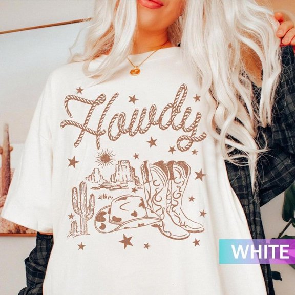 Howdy Cowgirl Shirt, Vintage Western Cowgirl Shirt, Cowgirl Boots Shirt, Country Music Shirt, Rodeo Horse Lover Cowgirl Gift, Nashville Tee