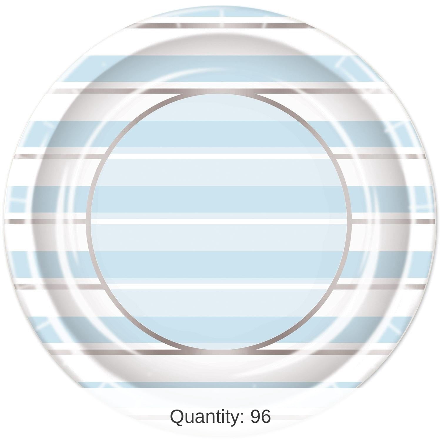 96 Pack Bulk Blue Striped Paper Plates 9 inch