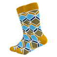 thumbnail image 1 of Gold Square Patterned Socks from the Sock Panda (Adult Large - Men's Shoe Sizes 8-12), 1 of 3