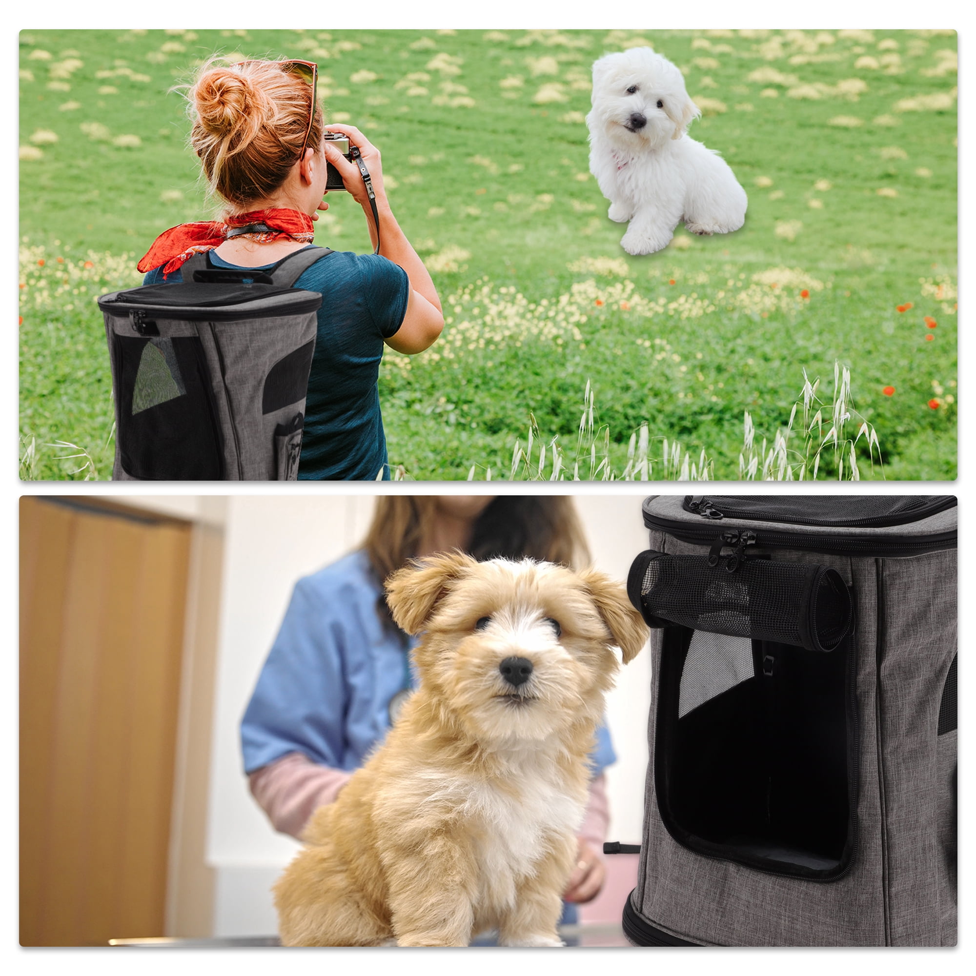 Unique Bargains Pet Carrier Backpack for Cats and Small Dogs Foldable Pet Backpack