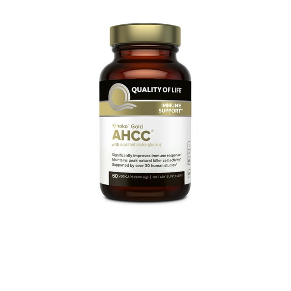 Premium Kinoko Gold AHCC Supplement–500mg of AHCC per Capsule–Supports Immune Health, Liver Function, Maintains Natural Killer Cell Activity & Enhances Cytokine Production–60 Veggie Capsules