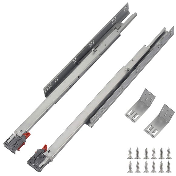 Guías deslizantes para cajones de montaje inferior Ocg, 21 pulgadas (1 par), extensión completa, cierre suave, guías para cajones ocultas, vienen con tornillos de montaje y soportes, 1 par