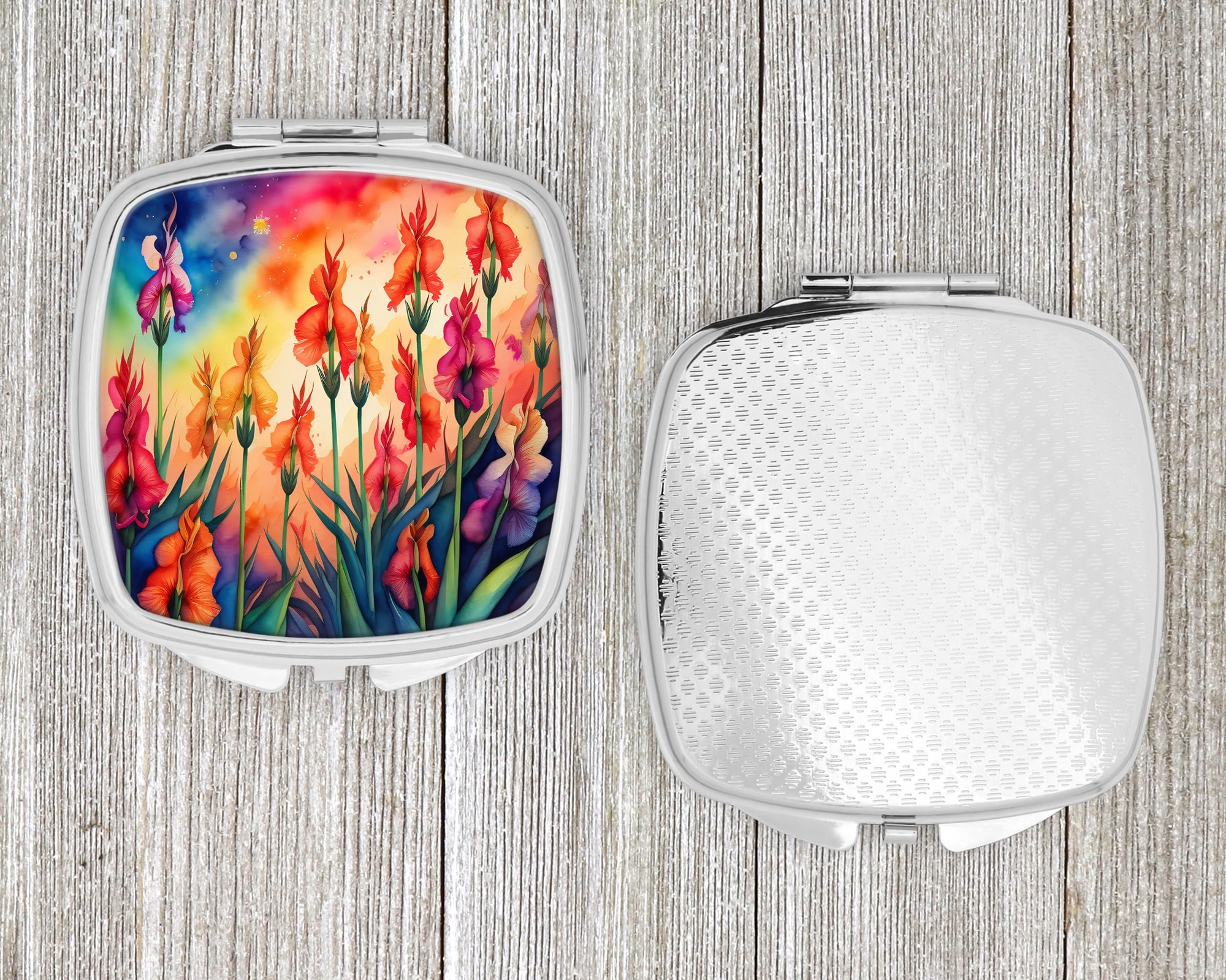 Colorful Gladiolus Compact Mirror 2.75 in x 3 in