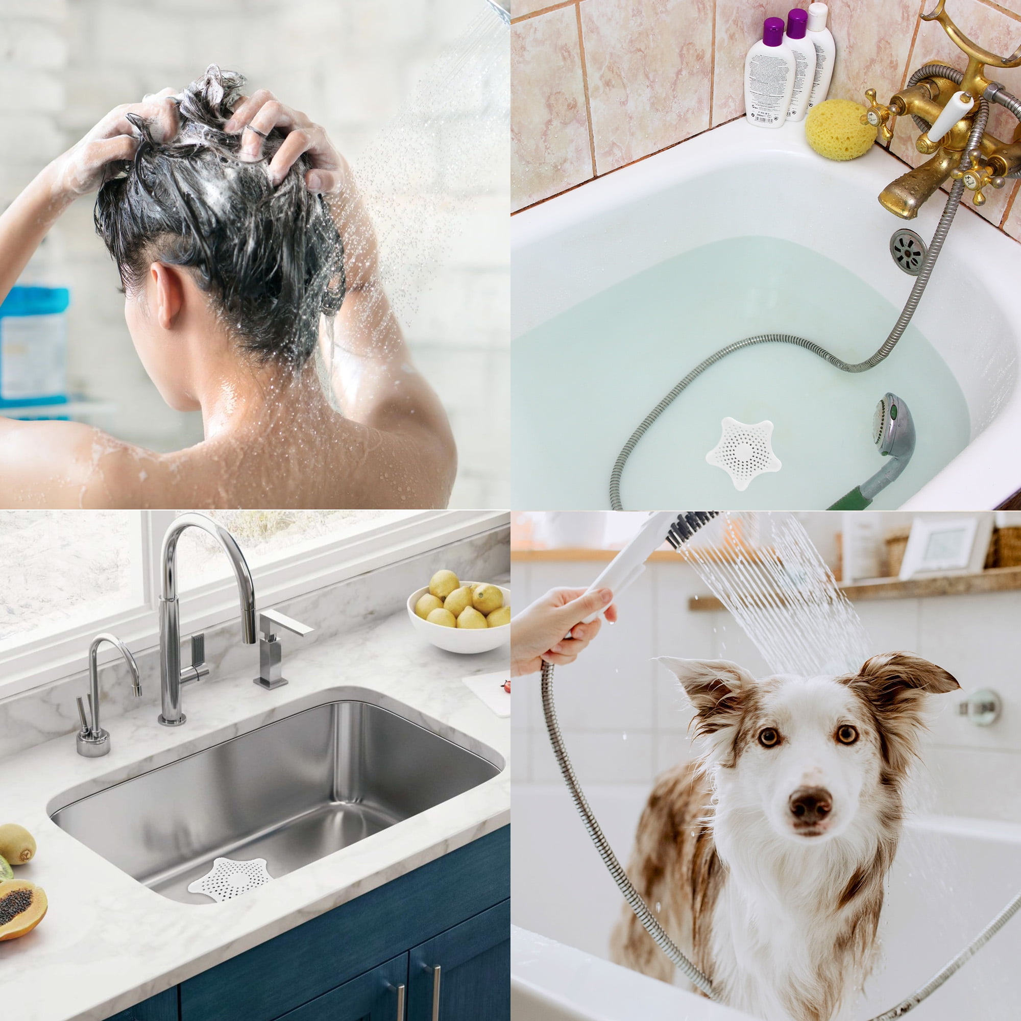 4.9 inch Shower Drain Hair Catcher, TSV Bathtub Drain Cover Protector Zinc Alloy+ Silicone Hair Stopper for Bathroom Kitchen, Silver