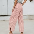 thumbnail image 2 of Rhuody Womens Pants Stylish Striped Loose Fit High Waist Nine Inch Straight Leg Trousers Fashion Daily Wear Pink M, 2 of 4