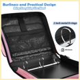 thumbnail image 4 of Zipper Binder with Shoulder Strap 2 inch 3 Ring Waterproof File Folder Organizer Bag 500 Sheet Pink Heart-shaped Tree, 4 of 8