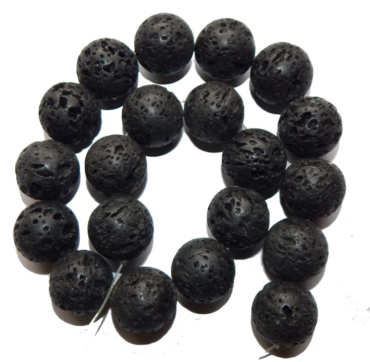 Natural Black Lava Rock Stone Spong Round Loose Beads For Jewelry Making 15" GI 