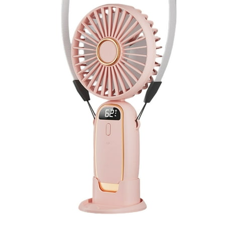 

RWVBM Foldable Handheld Fan - USB Rechargeable Personal Cooler - Large Wind Power with Digital Display - Multi-Function Neck Hanging Electric Fan for Travel and Outdoors Fans Essentials