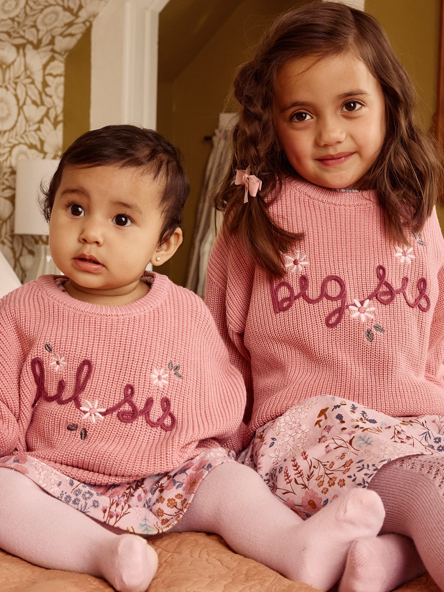 Modern Moments by Gerber Baby Girl Sibling Matching Sweater, Sizes 0/3 Months - 24 Months